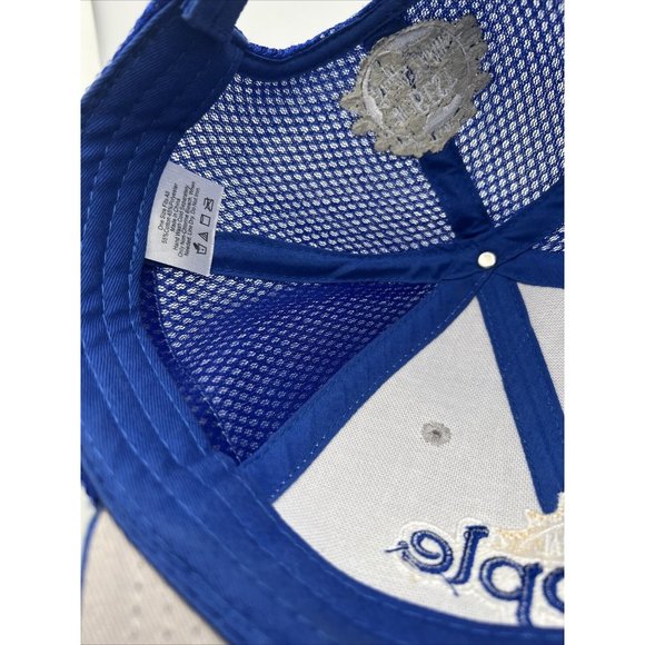 Vintage Snapple Hat Cap Blue Side Stripes Strap Back Soda Pop Trucker GR12 - Picture 8 of 8